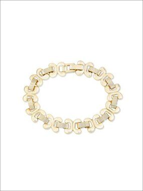 18K Gold-Plated Wide Double C Link Bracelet Textured